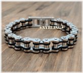 Road Warrior" Stainless Steel Chain Bracelet with Charms for Men's Jewelry