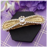 Golden Filigree Rhinestone Bow Barrette