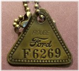 Vintage Ford Rouge "F" Engine Plant Brass Tag