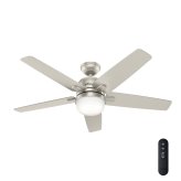 Contemporary Matte Nickel 52-Inch Fan with Light Kit and Remote