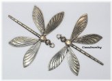 Antiqued Gold Dragonfly with Top Hang Ring - Set of Two Pieces