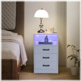 Charging Nightstand with Dual Drawers and Storage