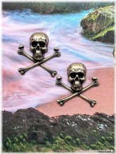 Antiqued Gold Skull and Crossbones Set