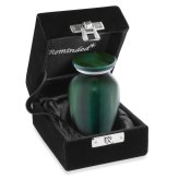 Green Remembrance Urn with Velvet Case