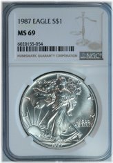 1987 American Silver Eagle NGC MS69