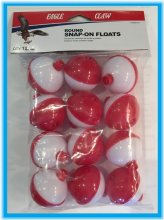 Red and White Snap-On Fishing Floats (Pack of 12)