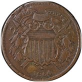 Small Motto 1864 Two Cent Piece