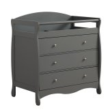 Gray Nursery Changing Station with 3 Drawers and Safety Belt