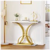 Golden Elegance Faux Marble Console Table
