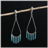 Turquoise Needlepoint Fan Earrings