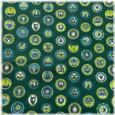 Vintage Cotton Crest Emblem Fabric - 2 Yards in Green