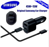 Samsung Dual Port Car Charger with Super Fast 45W Charging and Cable