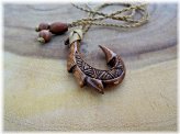 Koa Fish Hook Pendant Necklace