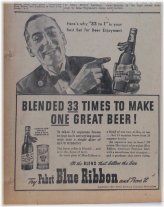Blended 33 Times: Pabst Blue Ribbon Beer Ad from 1940