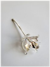 Silver Rose Murano Speckled Handcrafted Paperweight