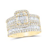 Golden Baguette Diamond Bridal Ring Set