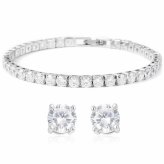 Sparkling Set: CZ Tennis Bracelet and Sterling Silver Studs