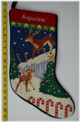 Needlepoint Reindeer Monogrammed Stocking
