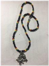 Silver Mane Rasta Beaded Necklace