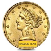 Historic American Gold Coin - $5 Liberty Head AU (Random Year)