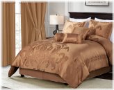 Copper Gold Floral Jacquard Comforter Set