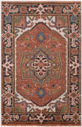Heriz Serapi Geometric Wool Foyer Rug