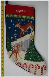 Festive Reindeer Needlepoint Stocking