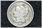 1866 Choice VF Three Cent Nickel