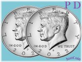 2022 Kennedy Half Dollar Uncirculated Set - P&D Clad Coins
