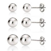 Silver Sphere Trio Earring Set