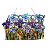 Iris Bloom Stained Glass Panel