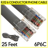 Reverse Type Telephone Line Cable - 25ft