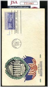 Supreme Court Justice William Douglas Signed 1950 FDC Cache Autograph with JSA COA