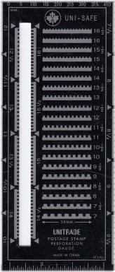 Uni-Safe Metal Perforation Gauge for Postage Stamps