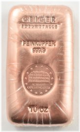 Geiger Edelmetalle 10 Oz .999 Copper Bar