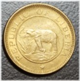 1937 Liberia Elephant Thematic 1/2 Cent Coin