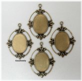 Golden Art Nouveau Bezel Set with Top Hang Ring - Set of 4