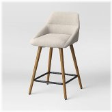 Ivory Swivel Wood Base Stool