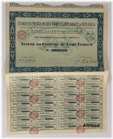 1928 Flaba & Delahaye Belgica Stock Certificate