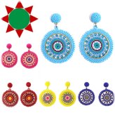 Neon Glow Round Beaded Earrings