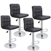 Square Leather Swivel Stools with Adjustable Backs