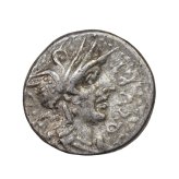 Silver Denarius of Q. Curtius and M. Sergius (116-115 BC)