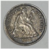 Silver Liberty Seated Half Dime - 1868-S
