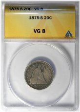 1875-S Solid VG8 Twenty Cent Coin by ANACS