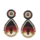 Teardrop Beaded Earrings (Brown Cream)