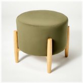 Verdant Velvet Round Ottoman