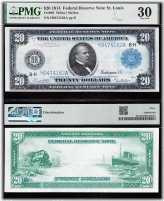 St. Louis 1914 $20 Federal Reserve Note - PMG 30 Graded