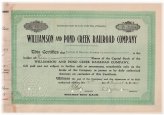 Williamson & Pond Creek Railroad Company Stock Certificate