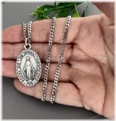 Miraculous Mary Pendant with Curb Chain