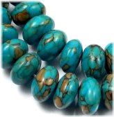 Blue Mosaic Turquoise Rondelle Beads Set (30)